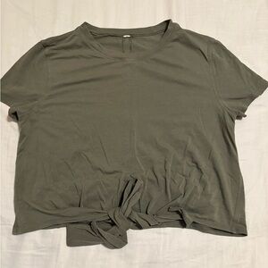 Lululemon Casual Olive Green Knot-Front Top